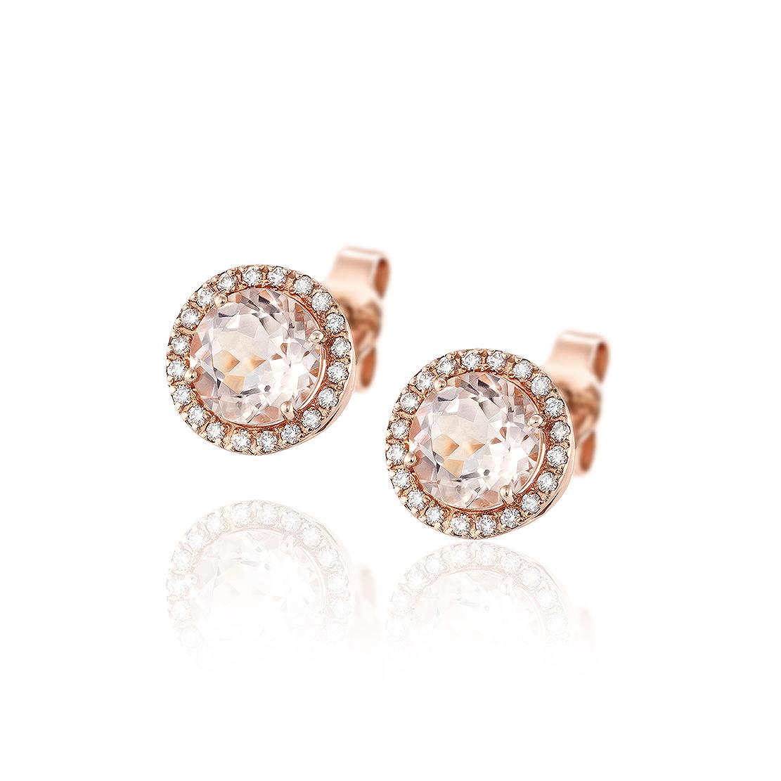 Morganitové náušnice Echo II., růžové zlato