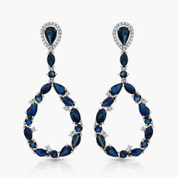 Safírové náušnice Liveliness, bílé zlato