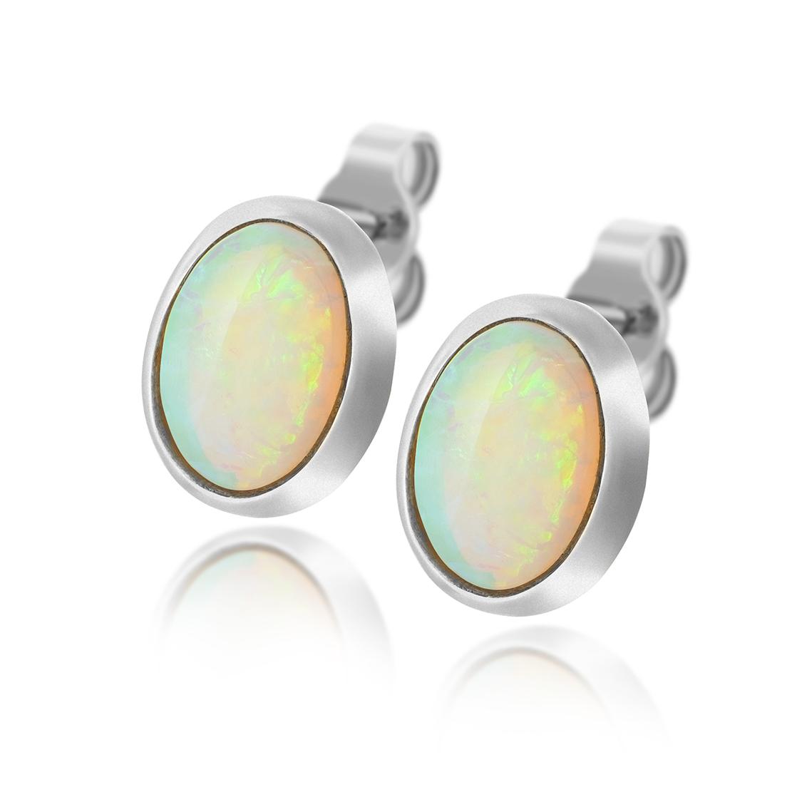 Opálové náušnice Shanara, bílé zlato