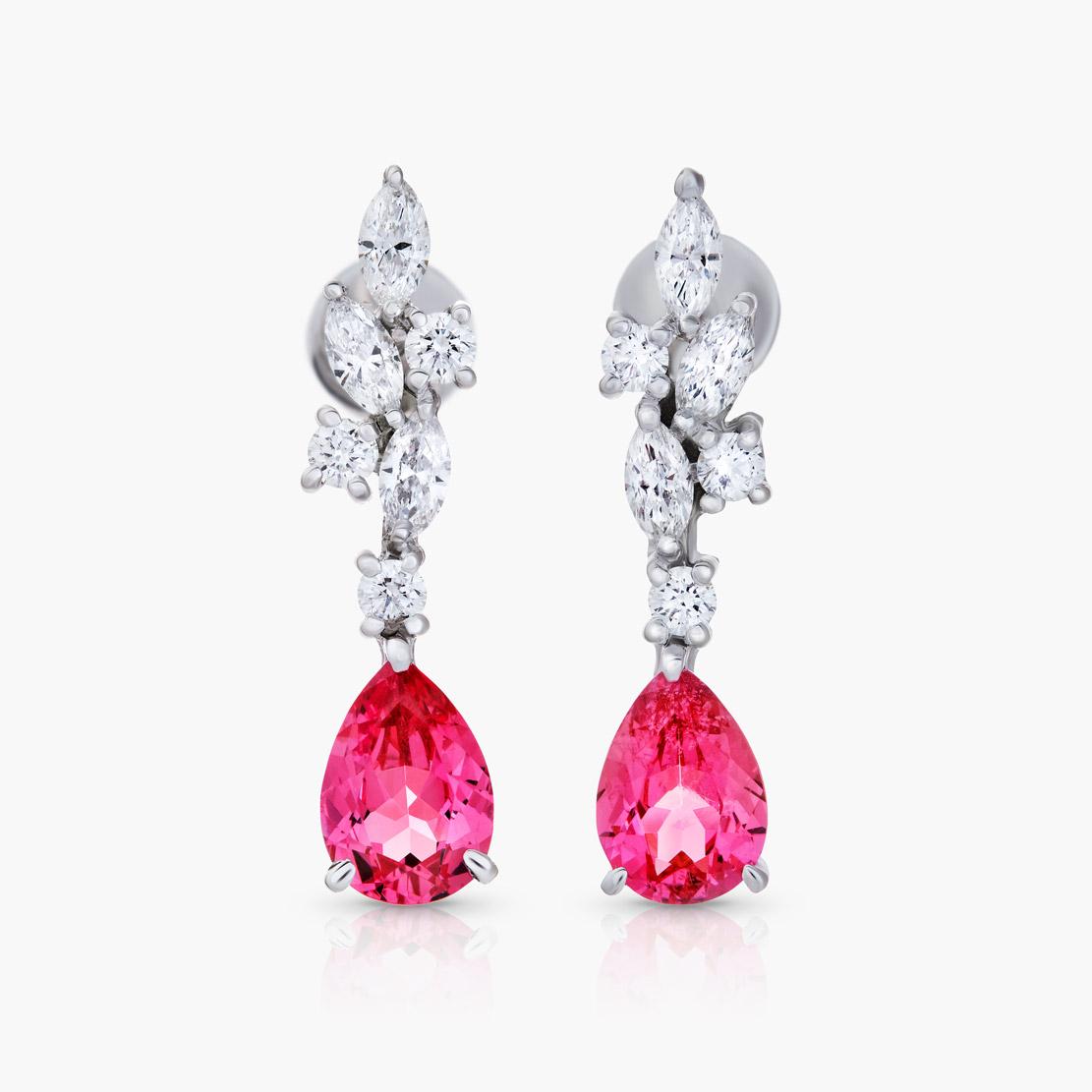 Spinelové náušnice Rumba, bílé zlato