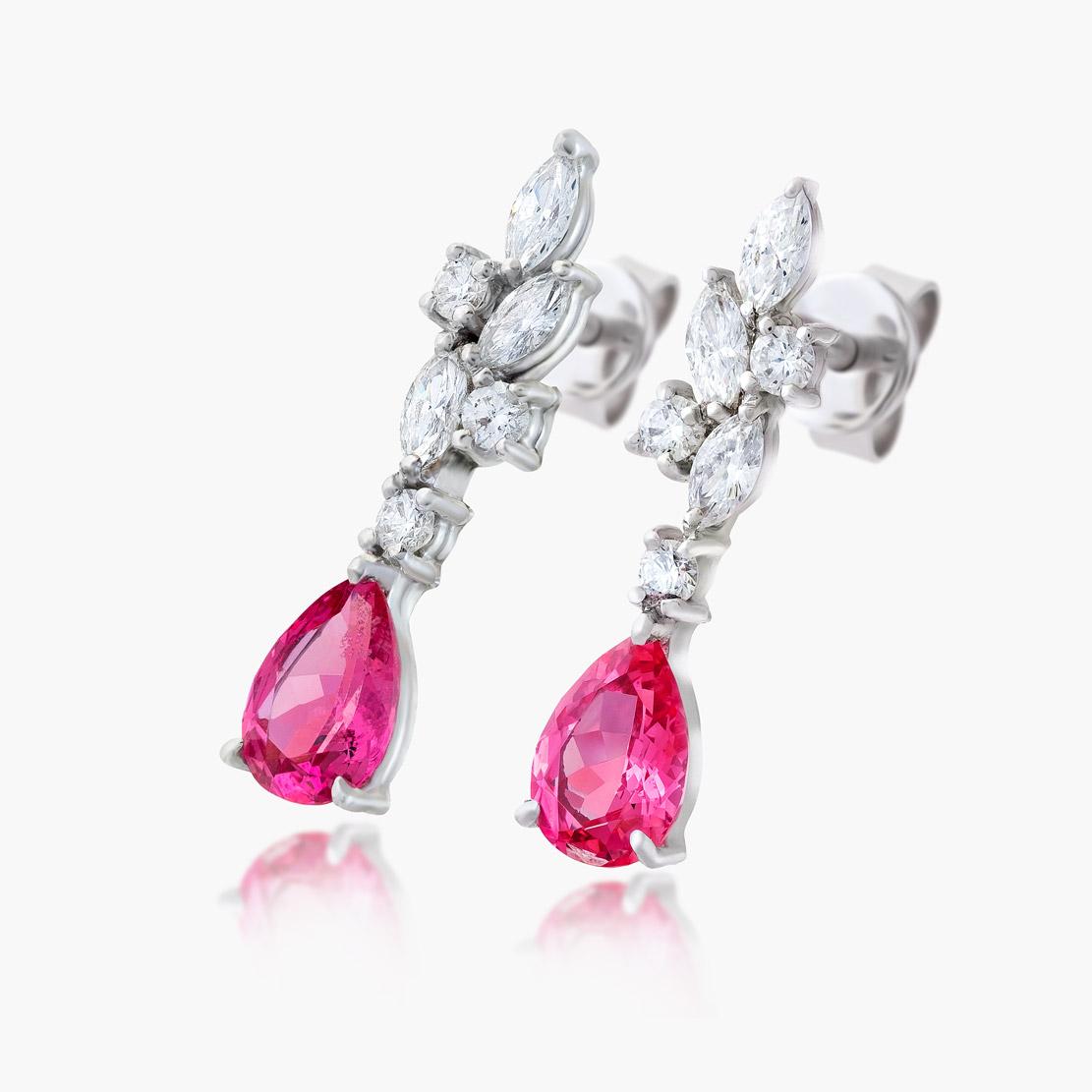 Spinelové náušnice Rumba, bílé zlato