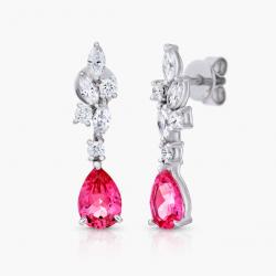 Spinelové náušnice Rumba, bílé zlato