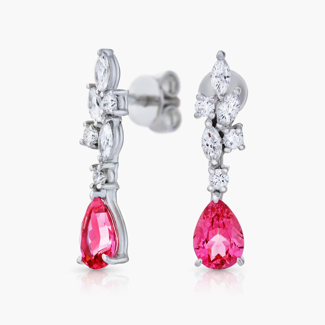 Spinelové náušnice Rumba, bílé zlato