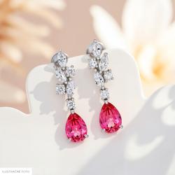 Spinelové náušnice Rumba, bílé zlato