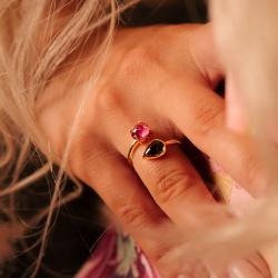 Drahokamový prsten Saia, růžové zlato