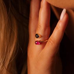 Drahokamový prsten Saia, růžové zlato