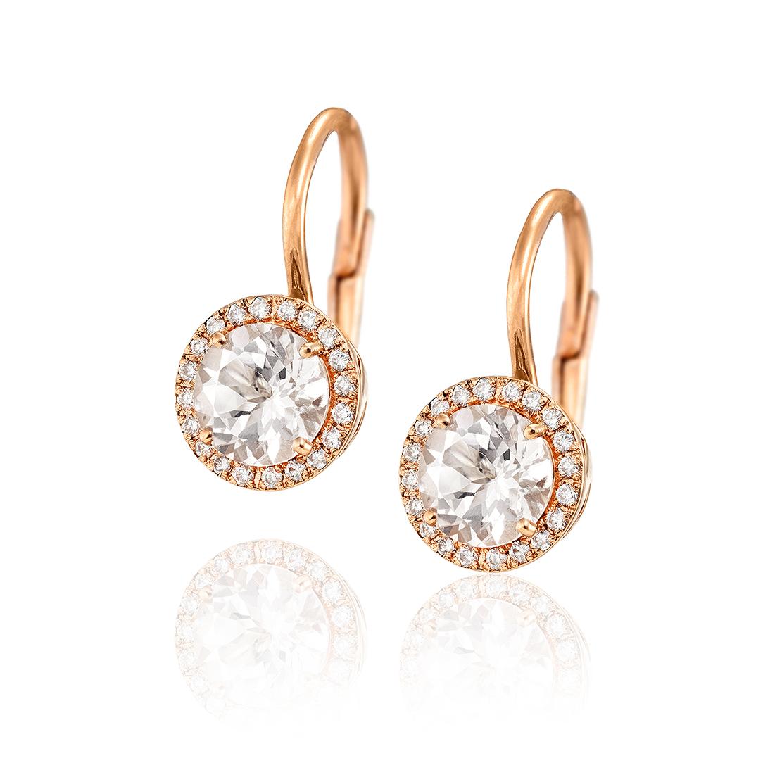 Morganitové náušnice Echo, růžové zlato