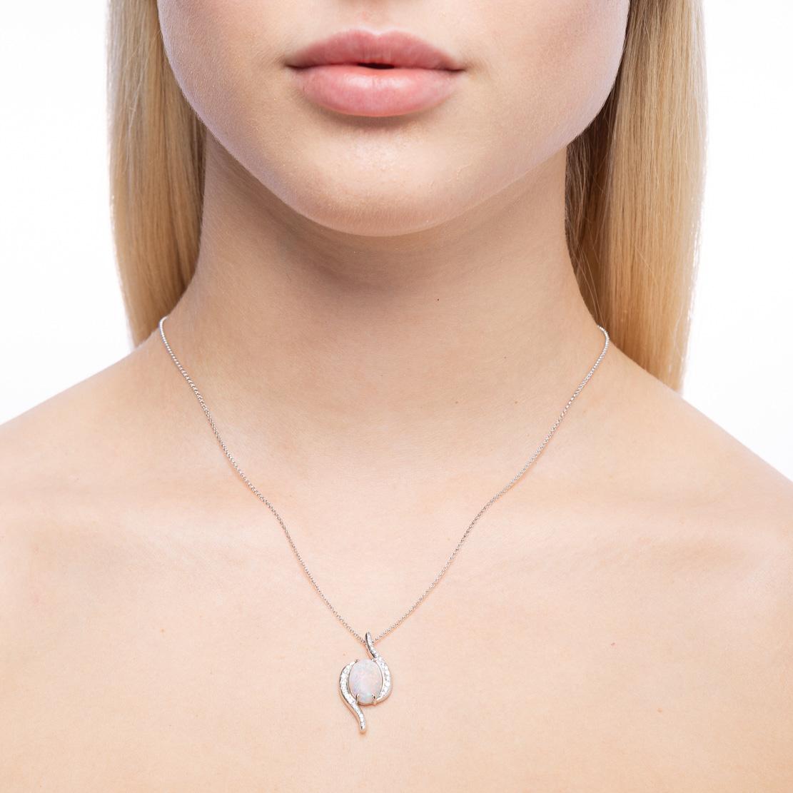 Opálový přívěsek Claridad, bílé zlato