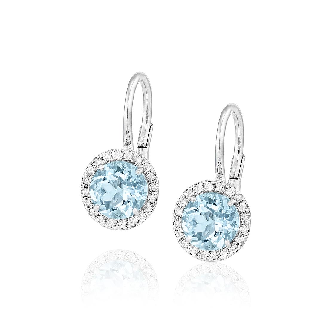 Akvamarínové náušnice Echo, bílé zlato