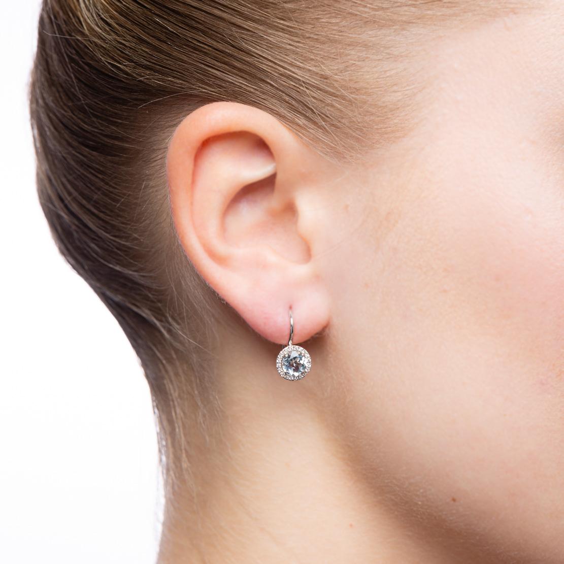 Akvamarínové náušnice Echo, bílé zlato