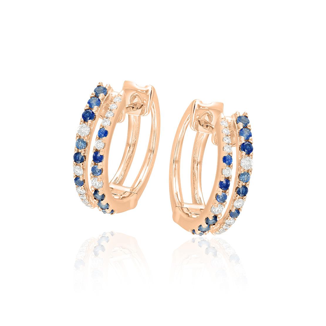 Safírové náušnice Frasco, růžové zlato