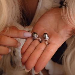 Perlové náušnice Pearl Drops, bílé zlato