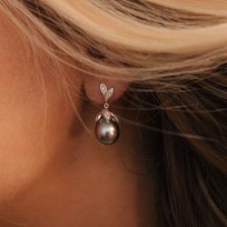 Perlové náušnice Pearl Drops, bílé zlato