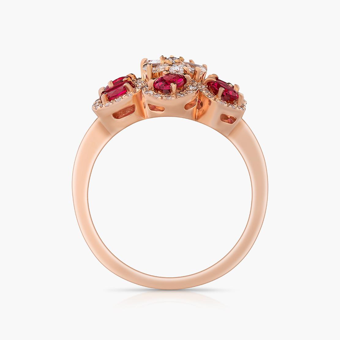 Drahokamový prsten Her Majesty, růžové zlato