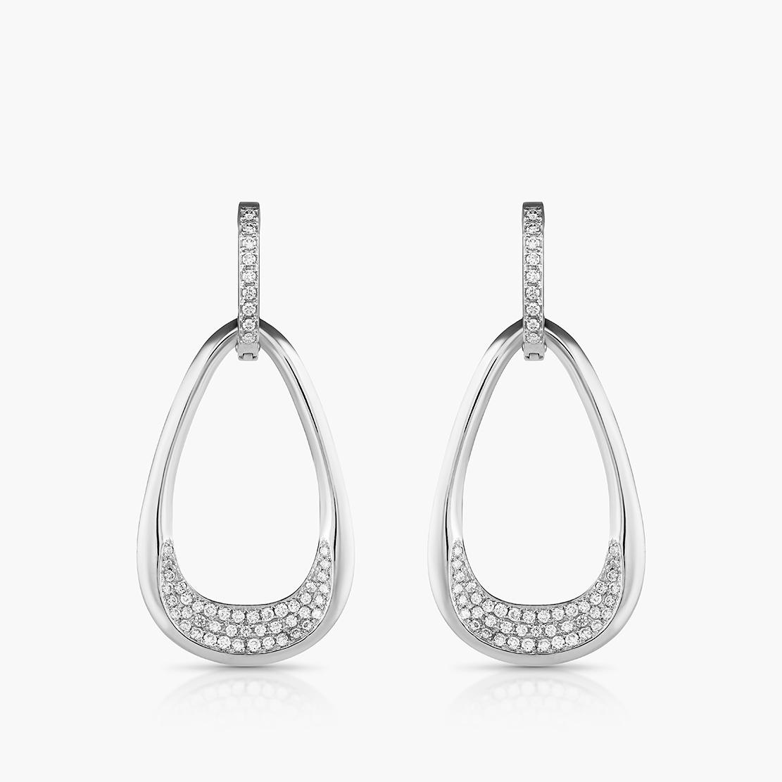 Diamantové náušnice Lágrima Dorada, bílé zlato