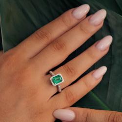 Smaragdový prsten Isme, bílé zlato