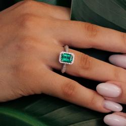 Smaragdový prsten Isme, bílé zlato