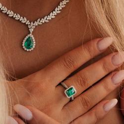 Smaragdový prsten Isme, bílé zlato