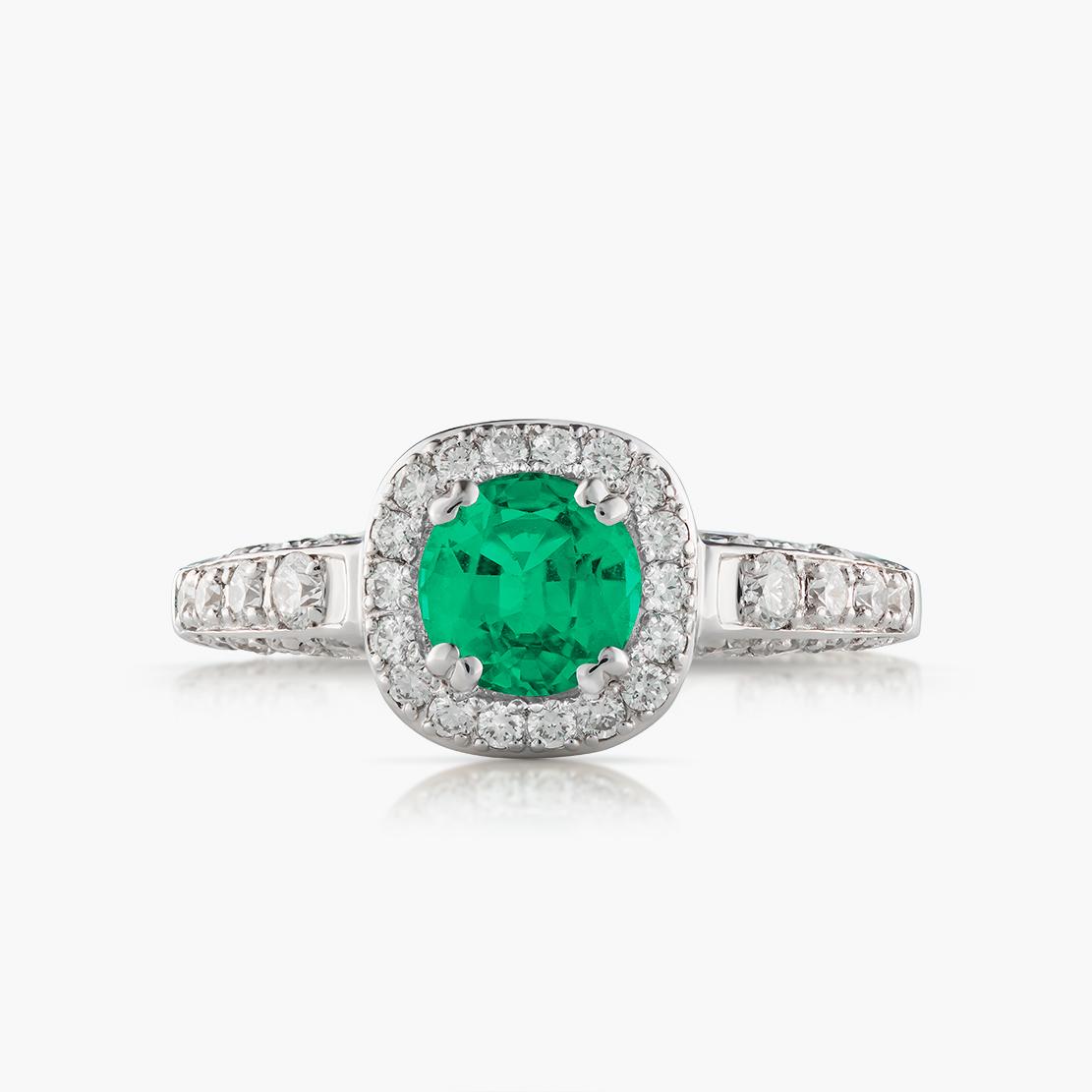 Smaragdový prsten Painting, bílé zlato