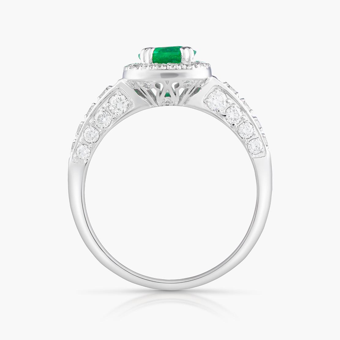 Smaragdový prsten Painting, bílé zlato