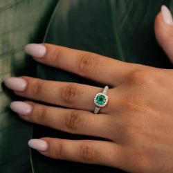 Smaragdový prsten Painting, bílé zlato