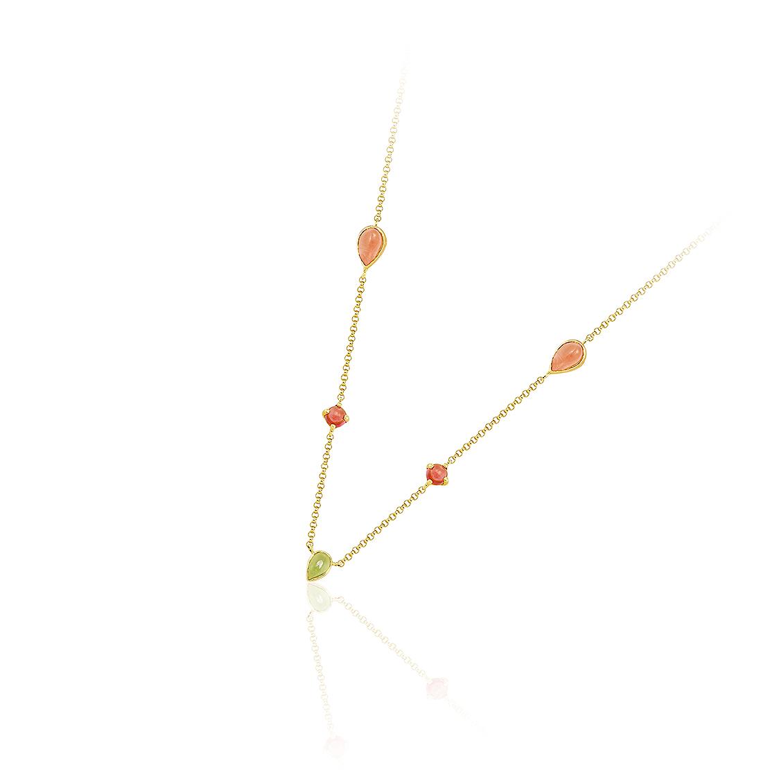 Drahokamový náhrdelník Tourmaline Garden II., žluté zlato