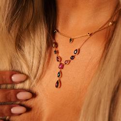 Drahokamový náhrdelník Tourmaline Garden II., žluté zlato