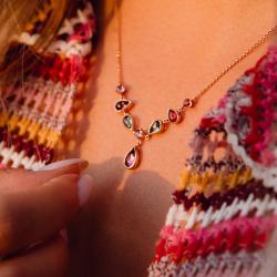 Drahokamový náhrdelník Lady Avery, růžové zlato