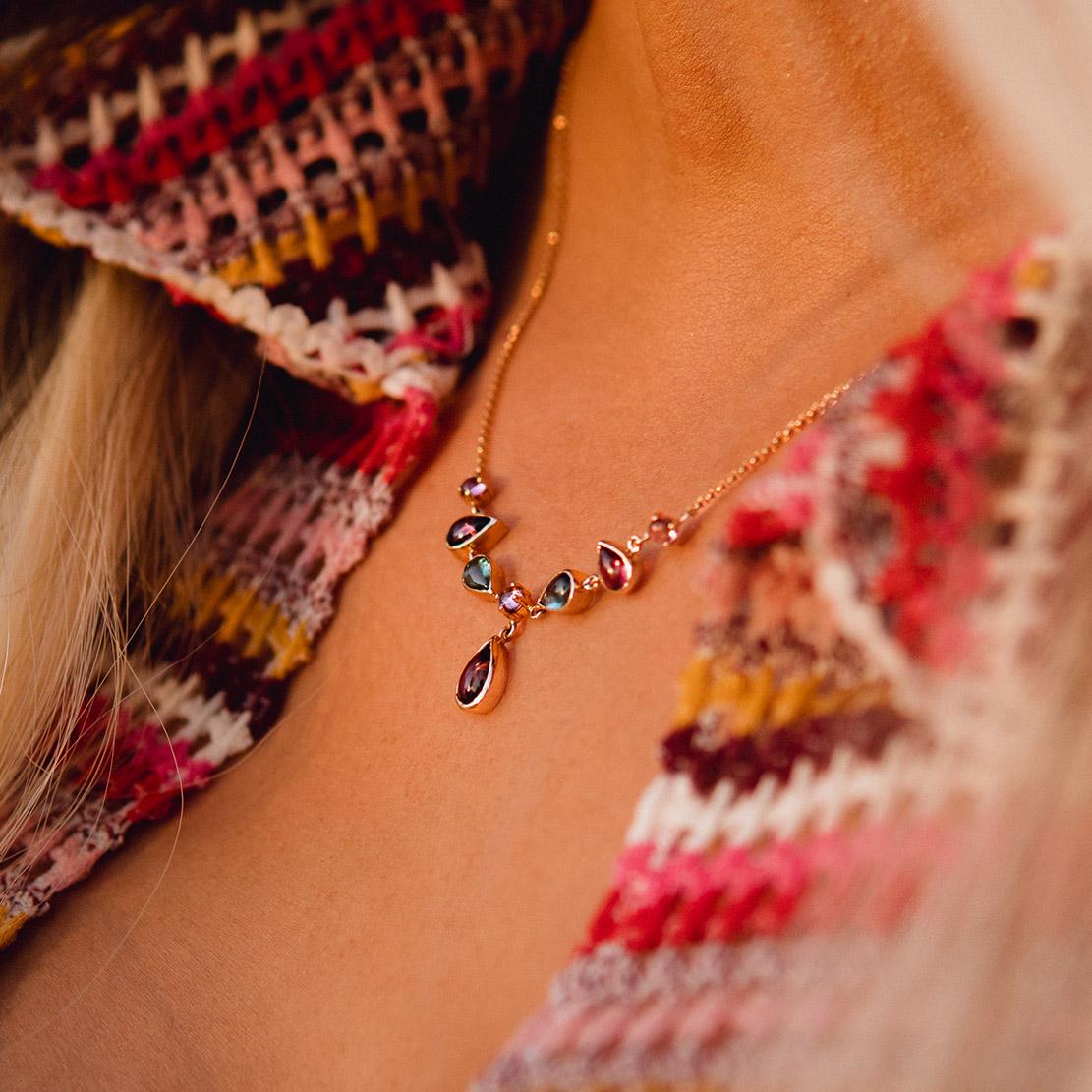 Drahokamový náhrdelník Lady Avery, růžové zlato