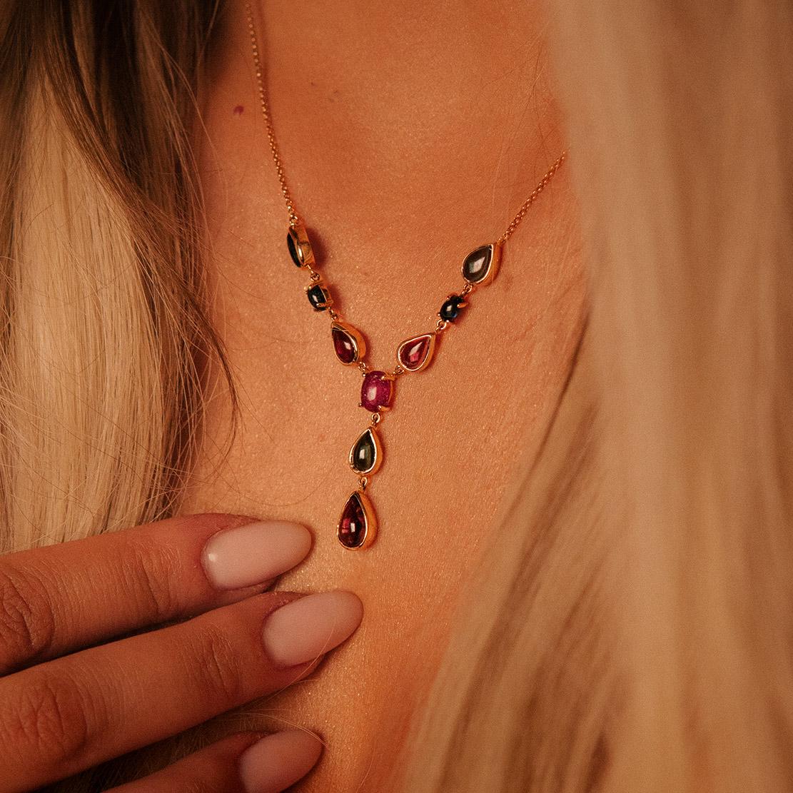 Drahokamový náhrdelník Lady Alaina, růžové zlato