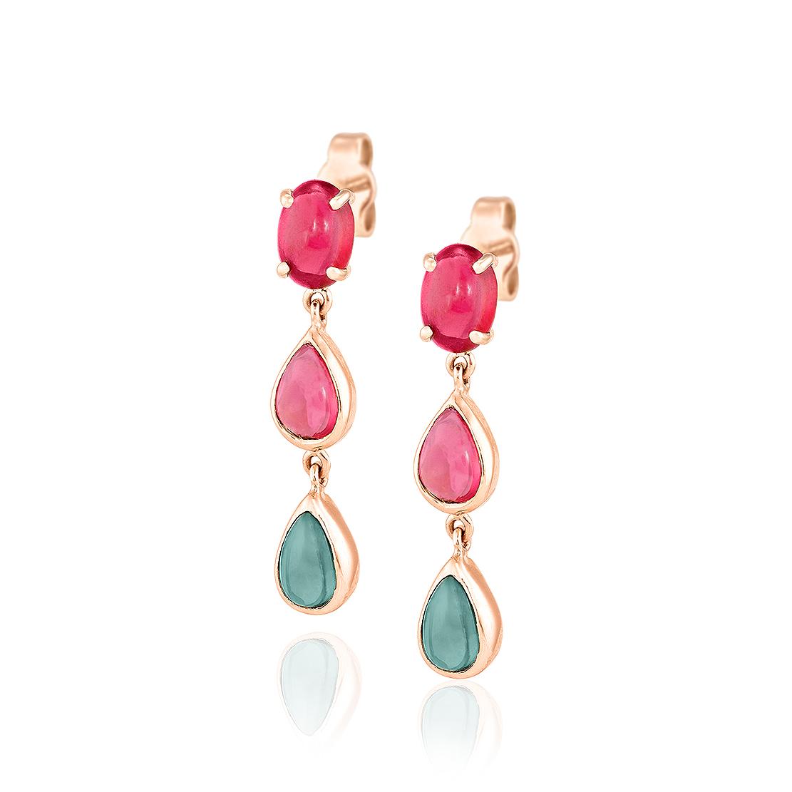 Drahokamové náušnice Lady Arria, růžové zlato