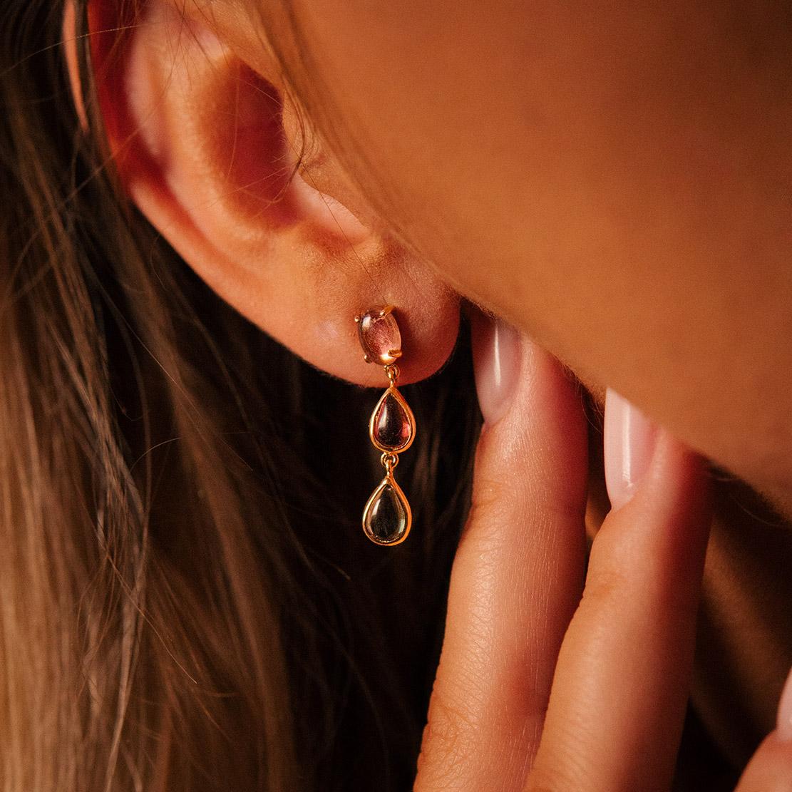 Drahokamové náušnice Lady Arria, růžové zlato