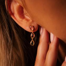 Drahokamové náušnice Lady Arria, růžové zlato