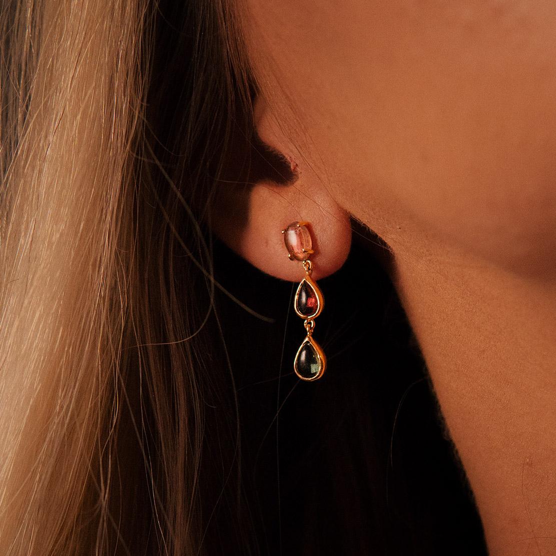 Drahokamové náušnice Lady Arria, růžové zlato