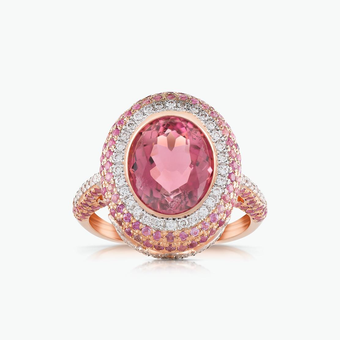 Drahokamový prsten Rosy Amor, růžové zlato