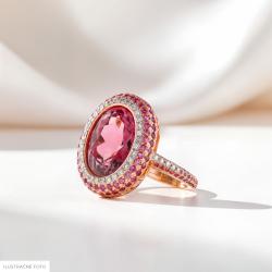Drahokamový prsten Rosy Amor, růžové zlato