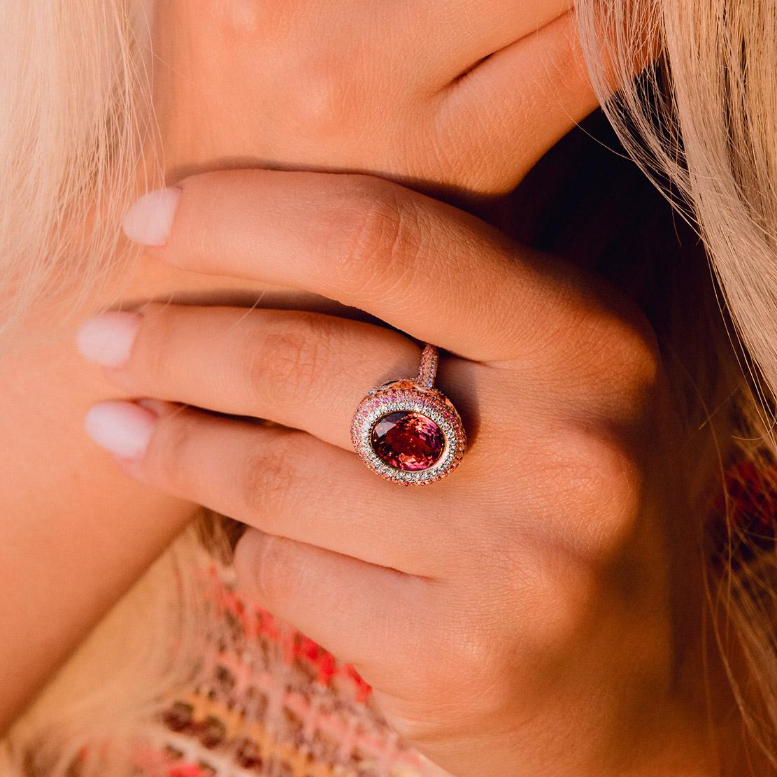 Drahokamový prsten Rosy Amor, růžové zlato