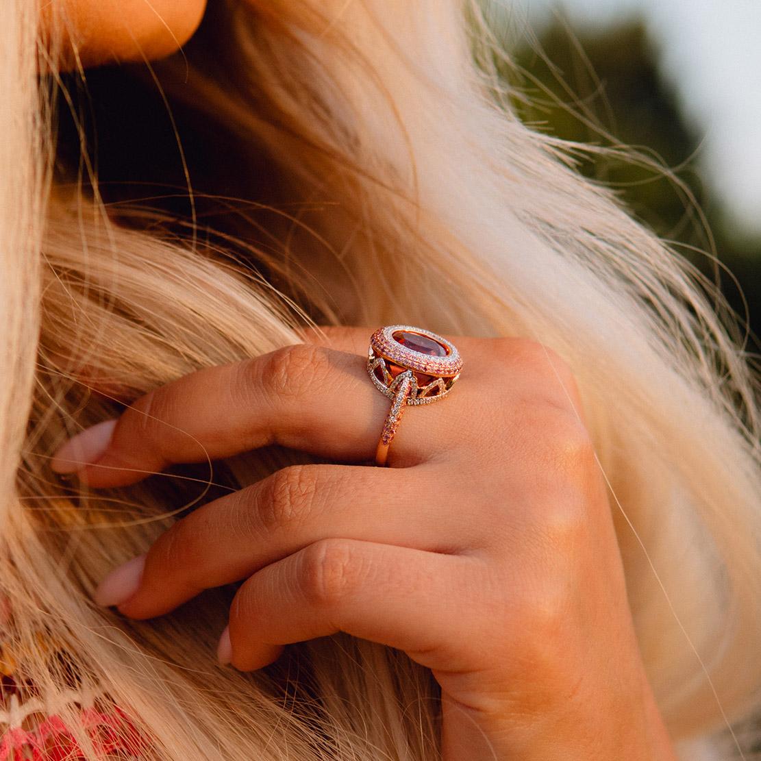 Drahokamový prsten Rosy Amor, růžové zlato