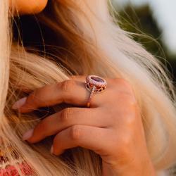 Drahokamový prsten Rosy Amor, růžové zlato