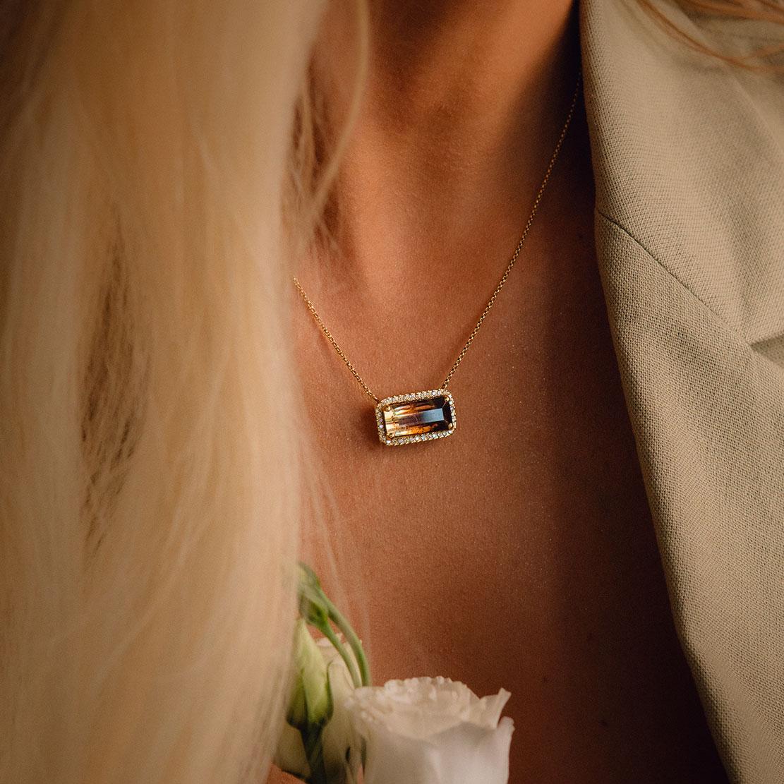 Turmalínový náhrdelník Le Vin, žlté zlato