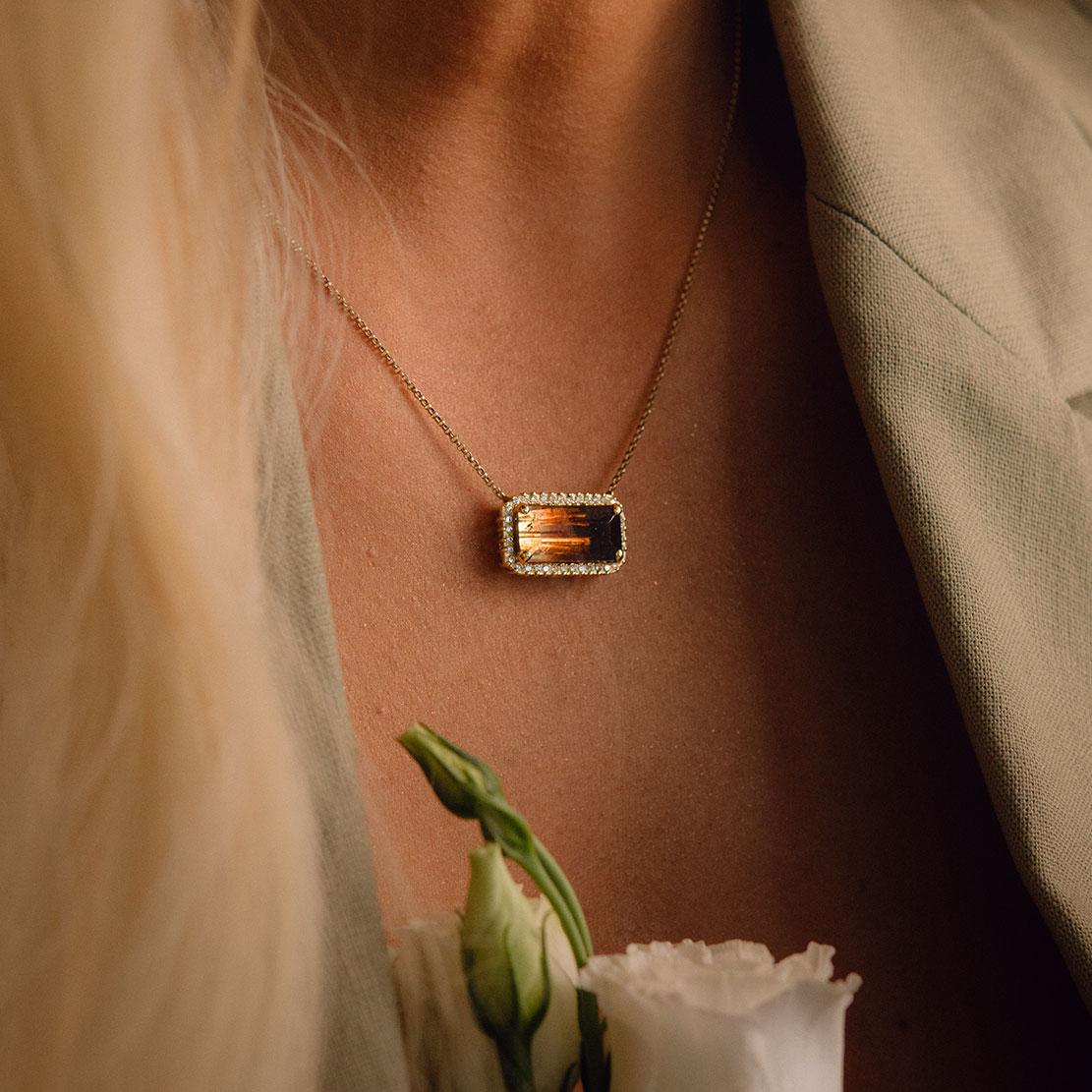 Turmalínový náhrdelník Le Vin, žlté zlato