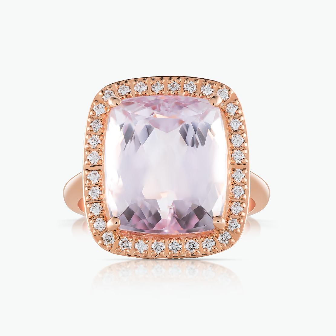 Kunzitový prsten Kunzit Solitaire, růžové zlato