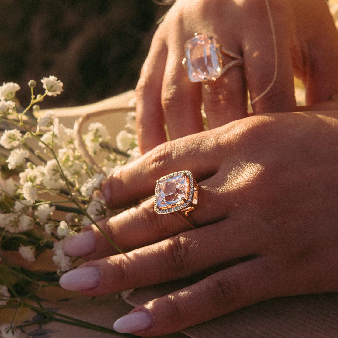 Kunzitový prsten Kunzit Solitaire, růžové zlato