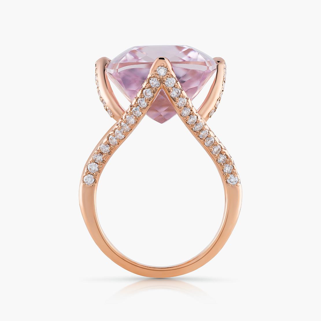 Kunzitový prsten Blush, růžové zlato