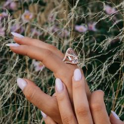 Kunzitový prsten Blush, růžové zlato