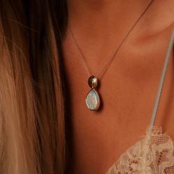 Opálový prívesok  Zamora, biele zlato