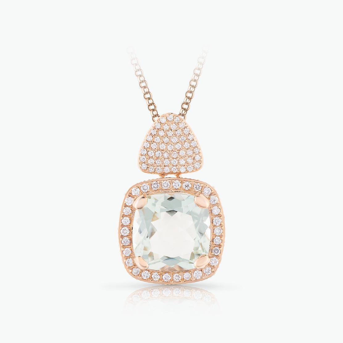 Praziolitový prívesok Selene, ružové zlato