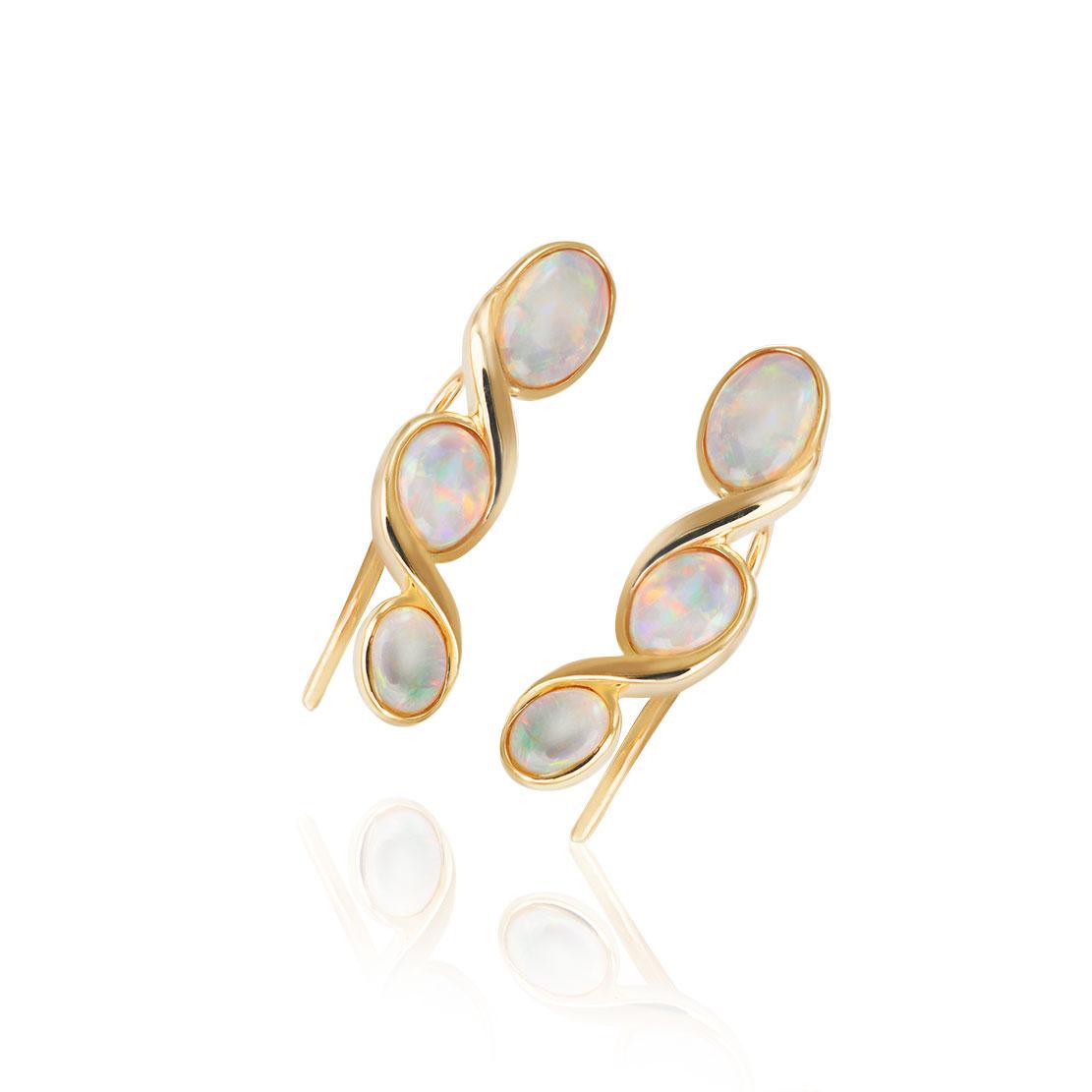 Opálové náušnice Impulse, žluté zlato