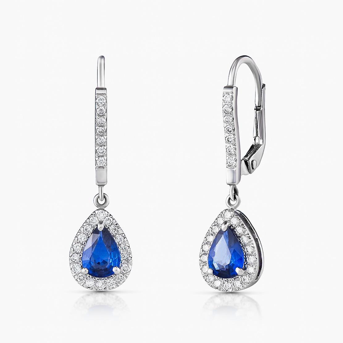 Safírové náušnice Loom, bílé zlato