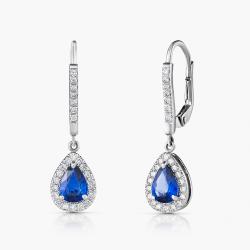 Safírové náušnice Loom, bílé zlato